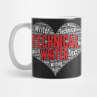 Technical Writer Heart Shape Word Cloud Design graphic Mug